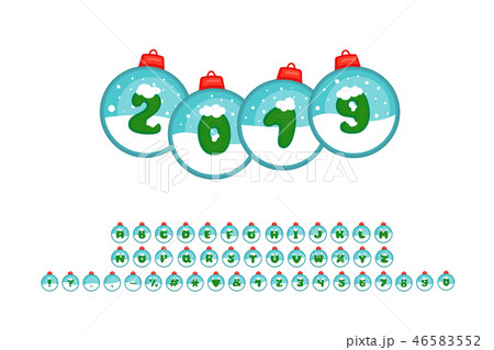 Alphabet cartoon design for New Years themes. Letters, numbers and punctuation marks 46583552