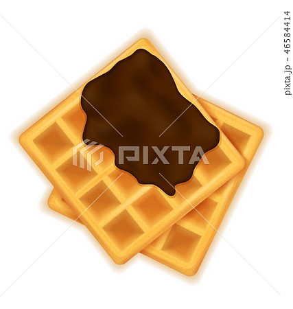 belgian waffle with chocolate sweet dessert vector 46584414