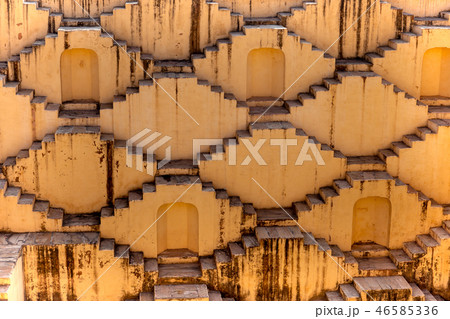 Architecture of stairs at Abhaneri baori stepwell in Jaipur Rajasthan india. 46585336