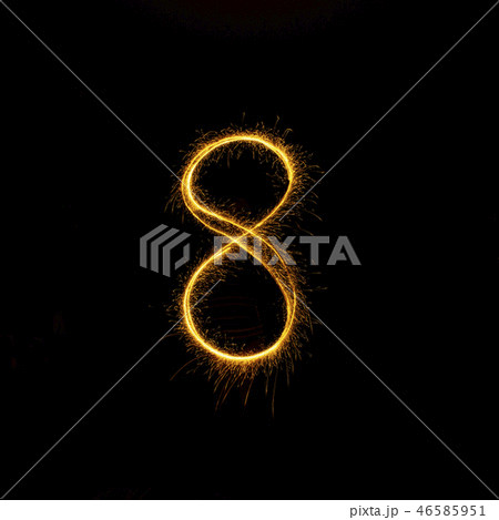 Numbers 0 to 9 created using a sparkler on black Numbers 0 to 9 created using a sparkler on black 46585951