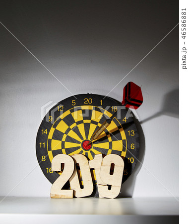 New year 2019 with darts board 46586881