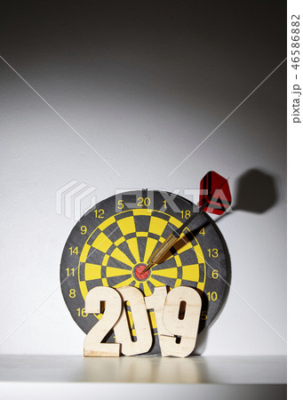 New year 2019 with darts board 46586882