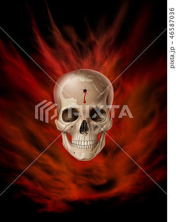 Bullet scar on skull illustration 46587036