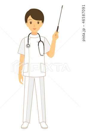 支持棒を持っている 男性看護師 全身のイラスト素材
