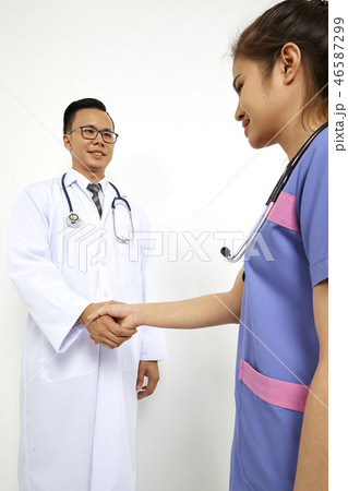 Doctor with nurse on white background Doctor with nurse on white background 46587299