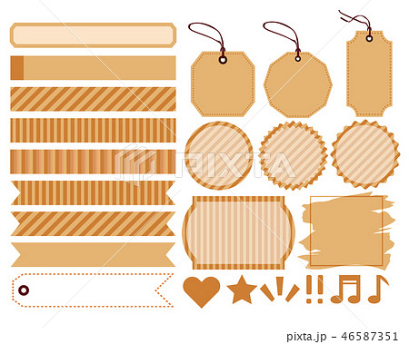 タグ フレーム 枠 付箋 リボン テープ 見出しのイラスト素材