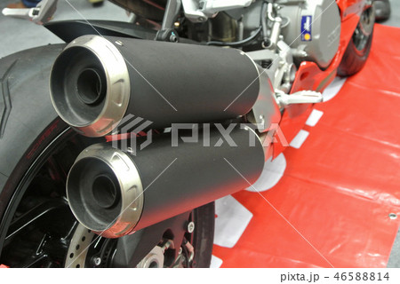 Selected focused of motorcycle exhaust. Selected focused of motorcycle exhaust. 46588814