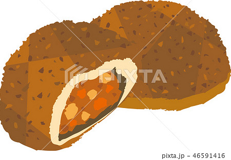 カレーパンが二つのイラスト素材 46591416 Pixta