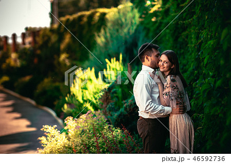 Beautiful young couple on a nature background 46592736