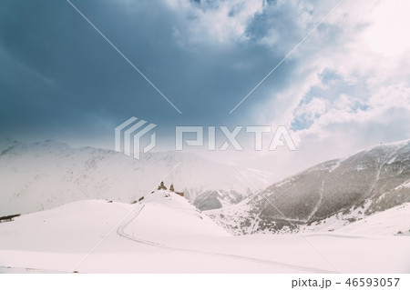 Stepantsminda, Gergeti, Georgia. Famous Gergeti Trinity Tsminda  46593057