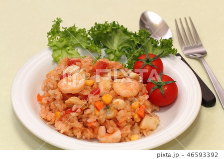 トマトとシーフードの炊き込みご飯 46593392