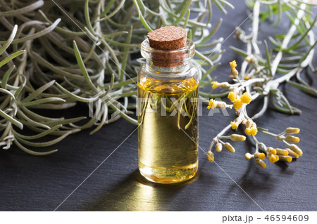 A bottle of helichrysum italicum essential oil 46594609