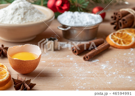 Ingredients for Christmas baking with copy space Ingredients for Christmas baking with copy space 46594991