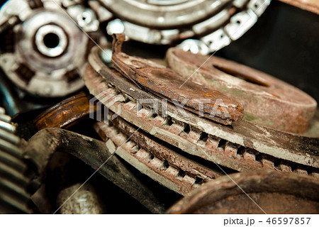 old car parts with shallow depth of field 46597857