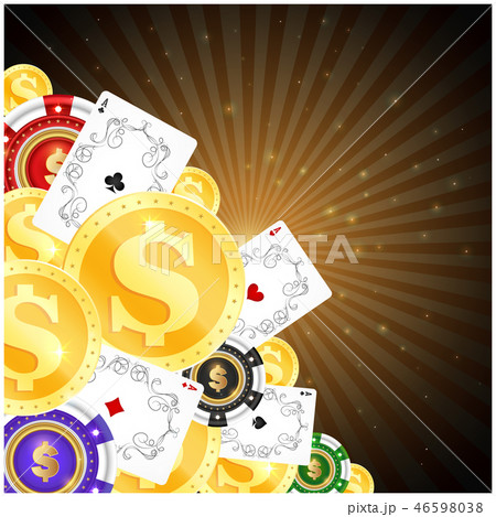 Chips playing cards and gold coins for gambling 46598038