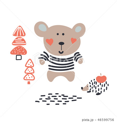 Baby bear cute animal in the woods vector illustration. Baby bear cute animal in the woods vector illustration. 46599756