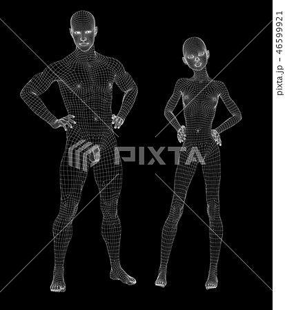 ワイヤーフレーム 男女の体 Perming3dcgイラスト素材のイラスト素材