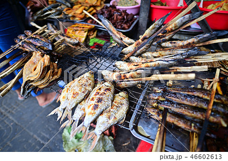 カンボジアのローカルマーケット 46602613