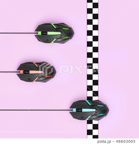 Sport race among computer mouses cross finish line 46603005