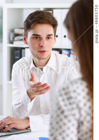 Male arm in white shirt offer contract form 46603750