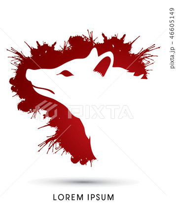 Face Fox designed on splash blood background Face Fox designed on splash blood background 46605149