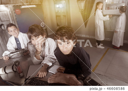 children solve tasks in the bunker quest room children solve tasks in the bunker quest room 46608586