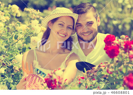 Young family gardening Young family gardening 46608801