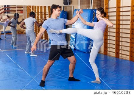 People practicing self defense techniques People practicing self defense techniques 46610288