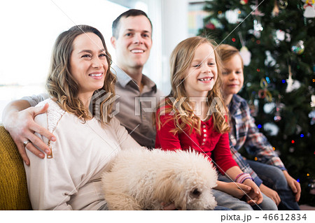 Family of four spending Christmas time Family of four spending Christmas time 46612834