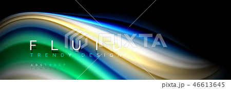 Bright colorful liquid fluid lines on black, modern abstract background Bright colorful liquid fluid lines on black, modern abstract background 46613645