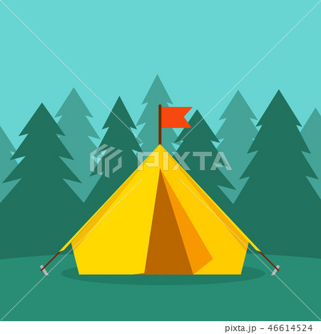 Camping tourist tent on forest landscape vector illustration Camping tourist tent on forest landscape vector illustration 46614524