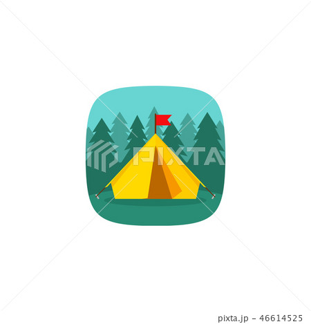 Camping tourist tent on forest landscape vector icon isolated Camping tourist tent on forest landscape vector icon isolated 46614525