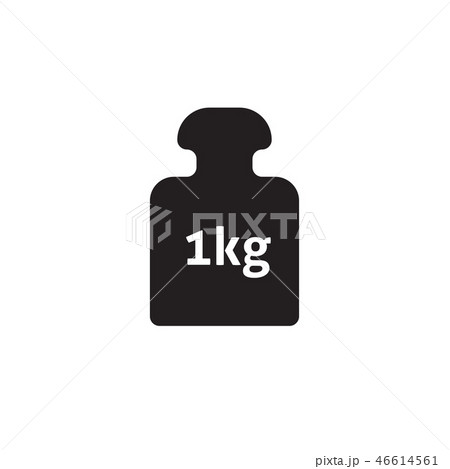 Weight 1 kg vector icon isolated on white, kilogram dumbbell  46614561
