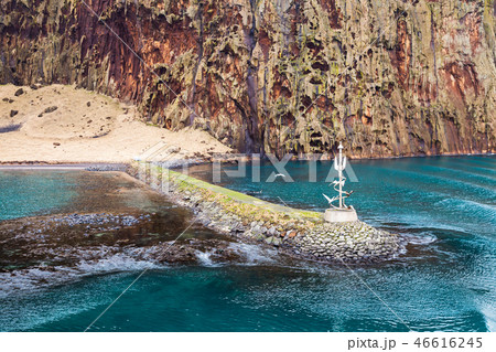 Navigation mark on coastal rocks, Iceland 46616245