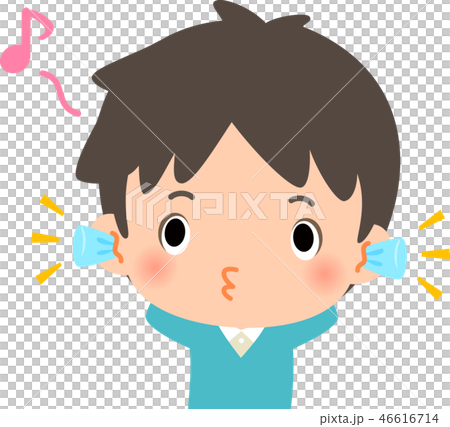 耳栓をして口笛を吹く男性 46616714