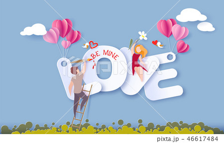 Valentines day card with couple in love heart Valentines day card with couple in love heart 46617484