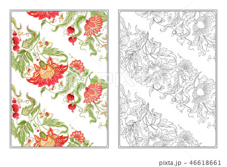 Stylized ornamental flowers in vintage style 46618661