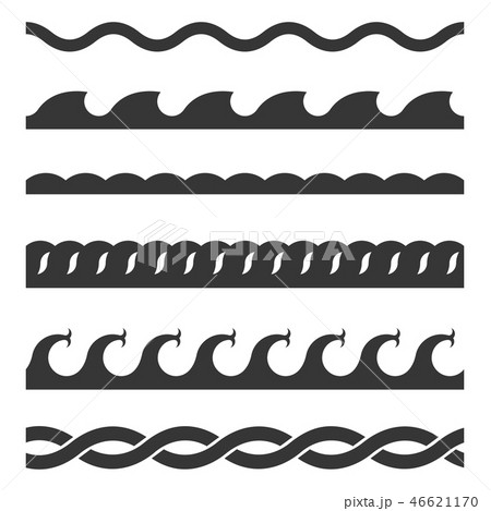 Seamless Wave Pattern Set on White Background. Vector Template Seamless Wave Pattern Set on White Background. Vector Template 46621170