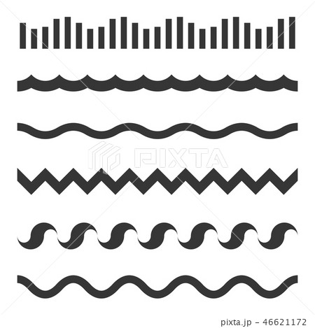 Seamless Wave Pattern Set on White Background. Vector Template 46621172