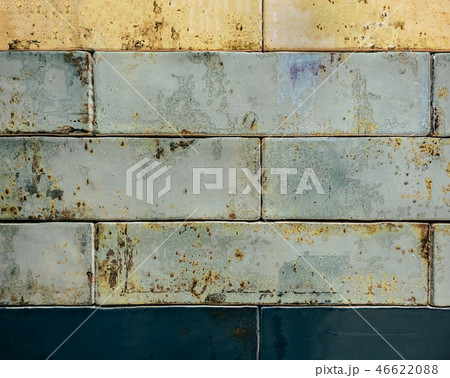 Rectangular glazed tile background with rust effect Rectangular glazed tile background with rust effect 46622088