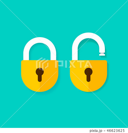 Lock open and closed vector icons isolated on blue background 46623625