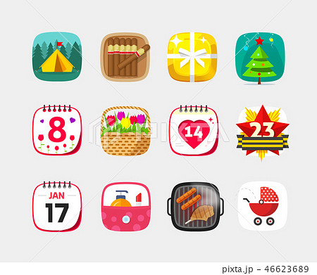 Mobile app icons vector set isolated on gray background 46623689