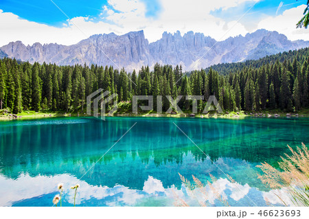 The Karersee, a lake in the Italian Dolomites 46623693