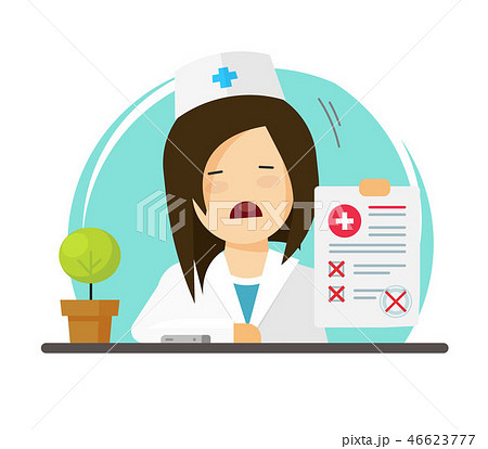 Doctor showing bad diagnosis results vector illustration, flat cartoon unhappy woman medic 46623777