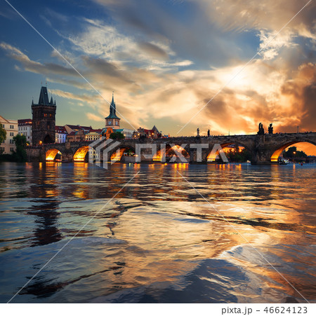 Fiery sunset in Prague 46624123