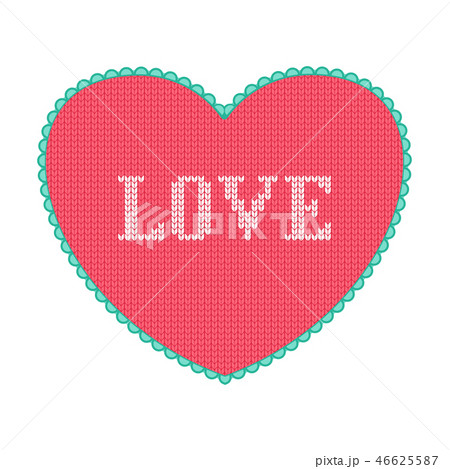 Pink knitted heart with love text greeting card Pink knitted heart with love text greeting card 46625587