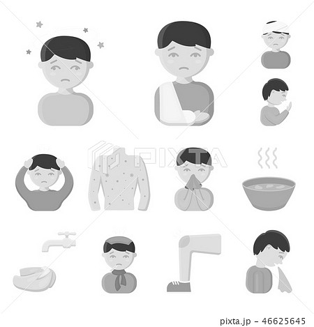 The sick man monochrome icons in set collection for design.Illness and treatment vector symbol stock 46625645