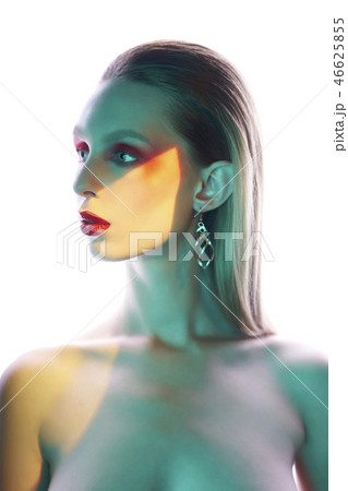 Sexy nude lady with colorful lipstick and artistic makeup Sexy nude lady with colorful lipstick and artistic makeup 46625855