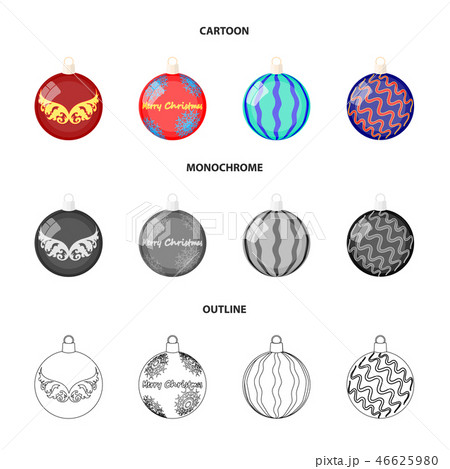 New Year Toys cartoon,outline,monochrome icons in set collection for design.Christmas balls for a 46625980