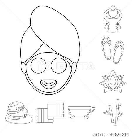 Spa salon and equipment outline icons in set collection for design. Relaxation and rest vector 46626010